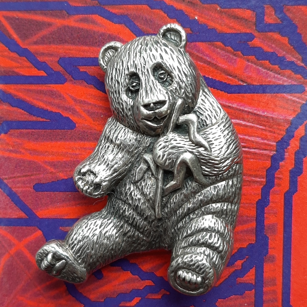 Vintage • sterling panda pendant or pin brooch